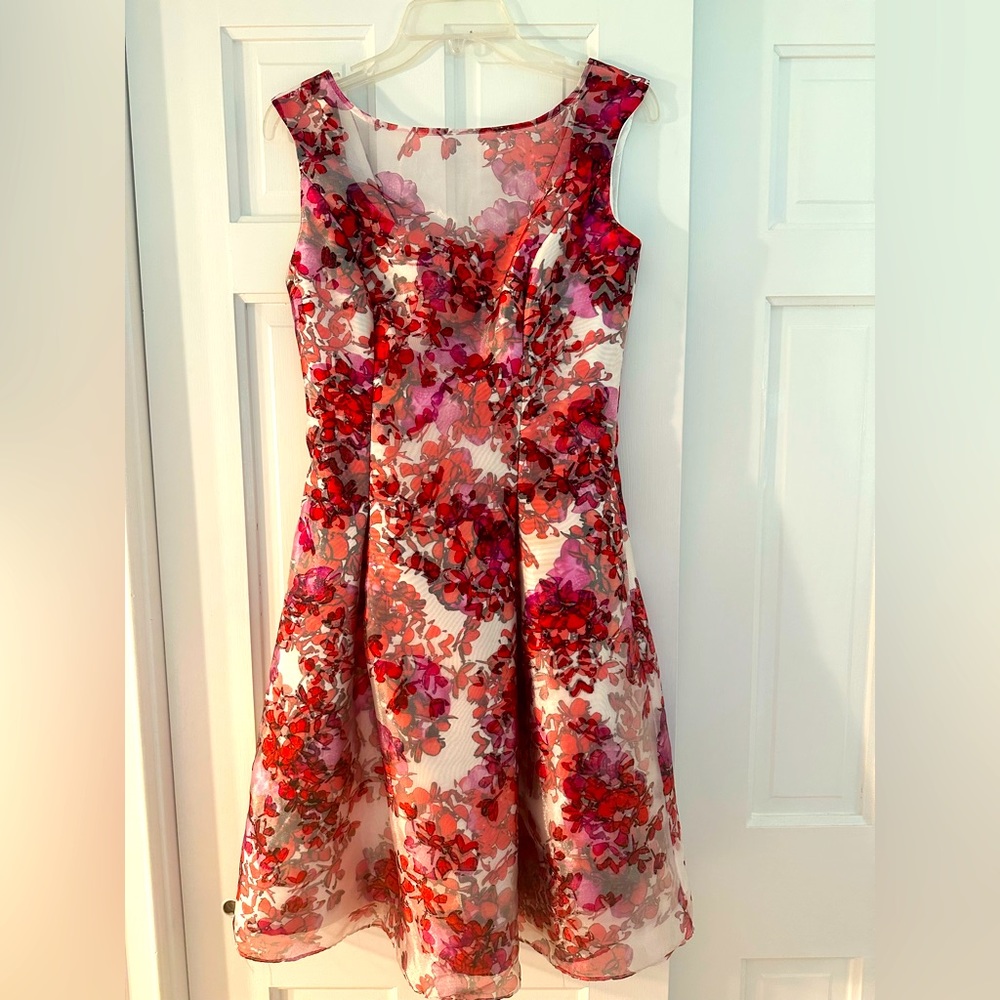 Aidan Mattox Floral Printed Mikado Cocktail Dress Sz 2